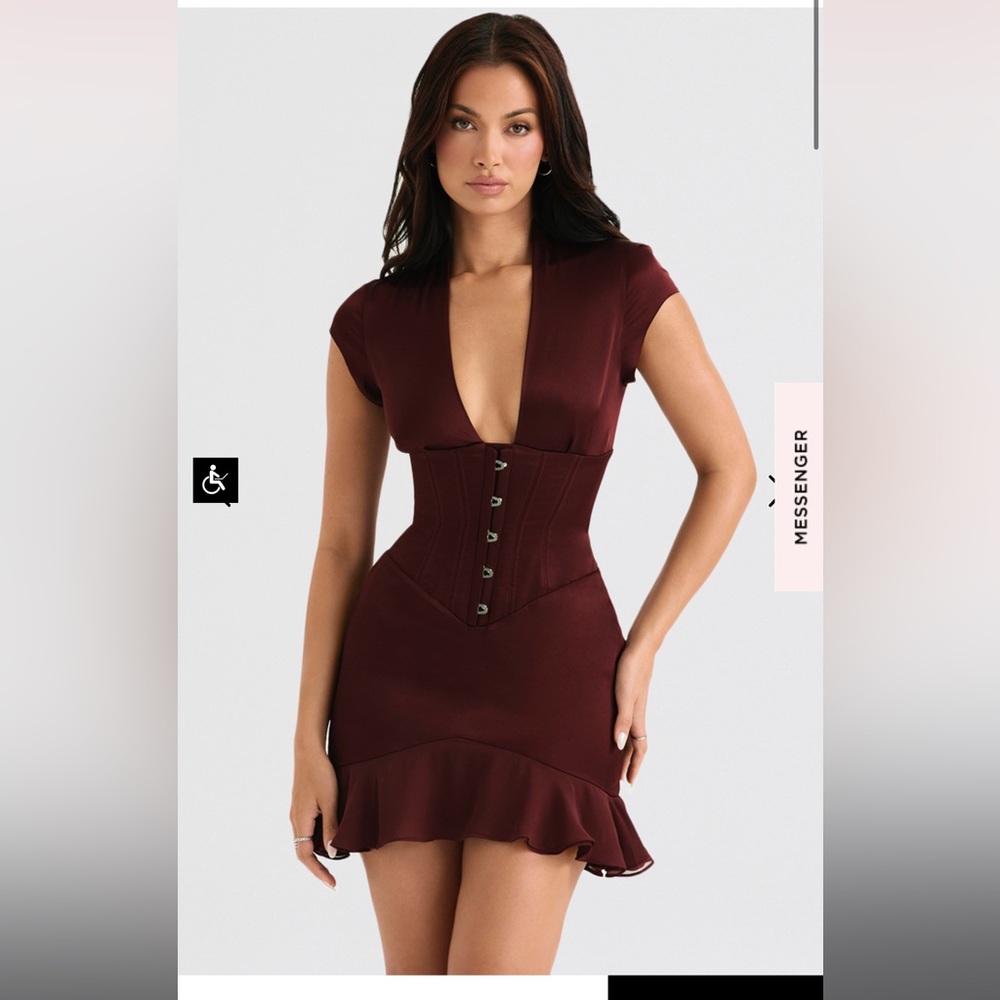 House of CB 'Tianna' Wine Ruffle Corset Mini